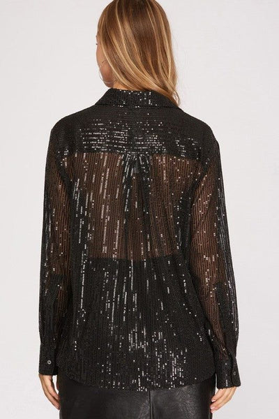 Annabelle Sequin Button Down Blouse