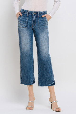 April High Rise Crop Utility Straight Vervet Jeans