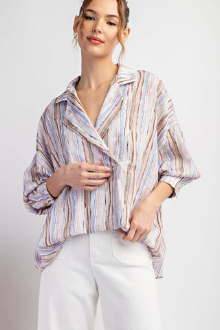 Melody Striped Long Sleeve Blouse