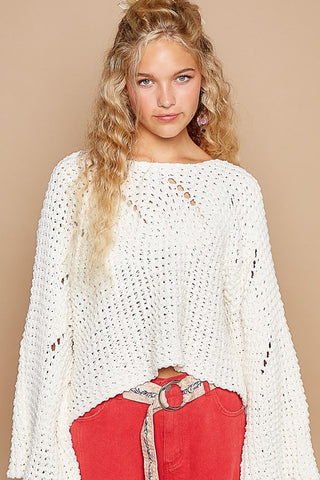 Amber Semi Cropped Chenille Knit Sweater