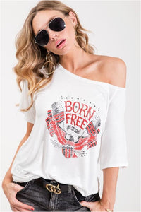 Loose Fitting Born Free Graphic Tee