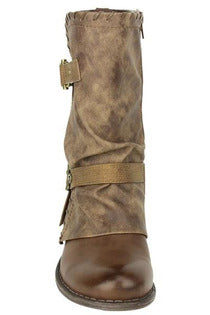 Chocolate Buckle Detail Mid Shaft Boot