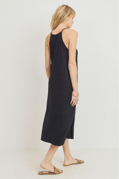 Black Sleeveless Knit Midi Dress