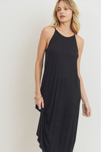 Black Sleeveless Knit Midi Dress
