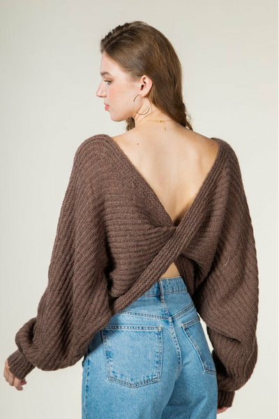 Twisted Back Long Sleeve Sweater 3 Colors
