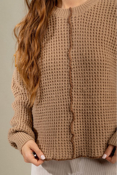 Vanessa Stitch Detail Mocha Sweater