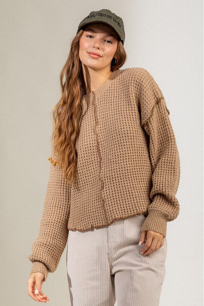 Vanessa Stitch Detail Mocha Sweater