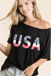 USA Graphic Loose Fit Top 2 Colors