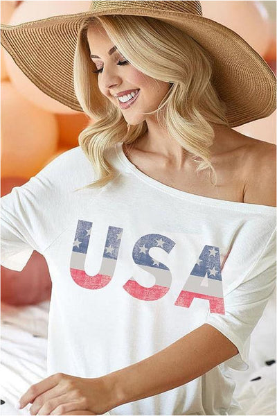 USA Graphic Loose Fit Top 2 Colors