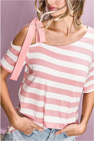 Striped Top With Shoulder Tie