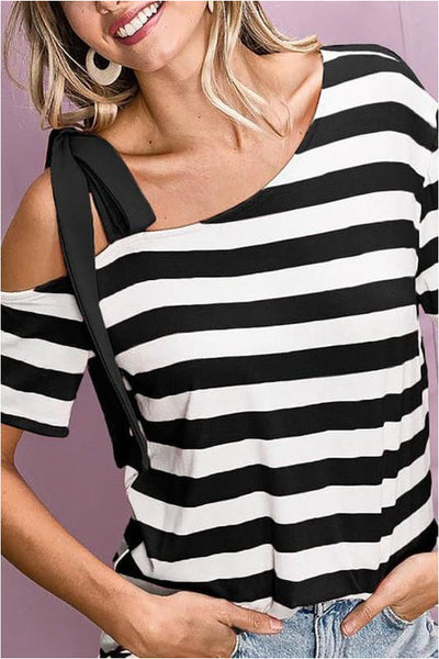 Striped Top With Shoulder Tie