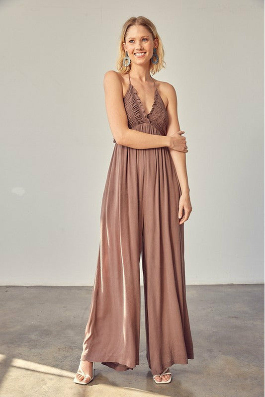 Halter tie hot sale jumpsuit