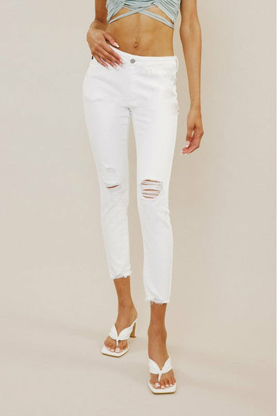 White Mid Rise White Kancan Skinny Jean