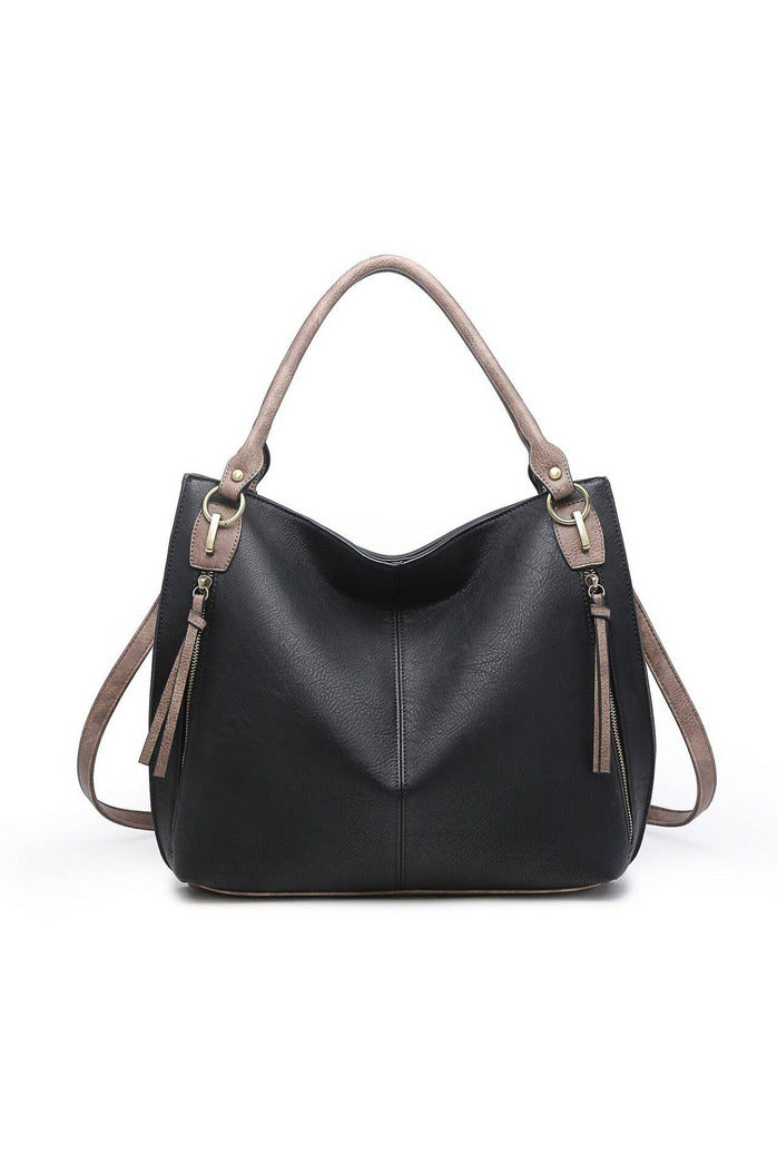 Black Distressed Side Pocket Tote