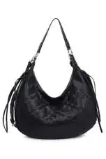 Black Woven Vegan Leather Handbag
