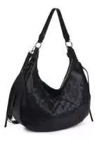 Black Woven Vegan Leather Handbag