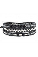 Hematite & Black Three-Wrap Bracelet