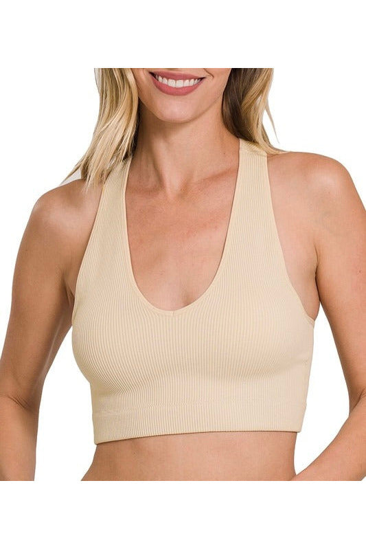 Ribbed Cropped Racerback Tank Top 3 Colors