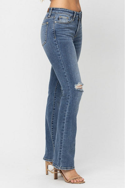 Oakleigh Judy Blue Mid Rise Distressed Bootcut Jeans