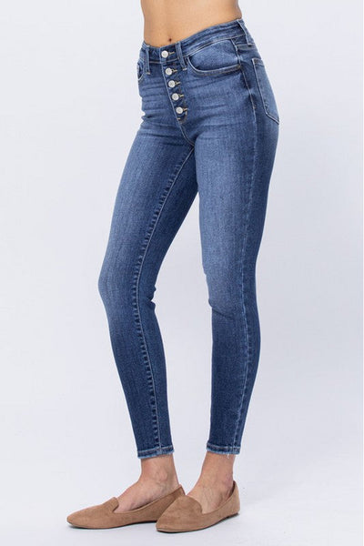 Emberlynn Judy Blue High Rise Button Fly Skinny Jeans