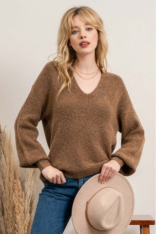 Brown Scoop Neck Sweater