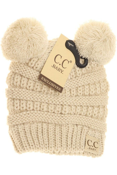 BABY Solid Double Pom CC Beanie
