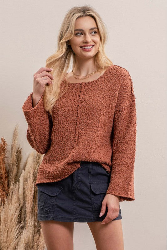 Popcorn Textured Pullover Sweater 2 Colors
