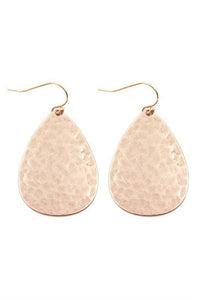 Rose Gold Hammered Teardrop Earrings