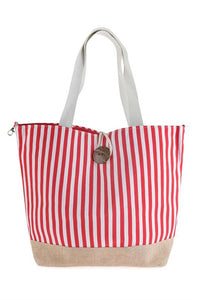 Red & White Striped Tote Bag