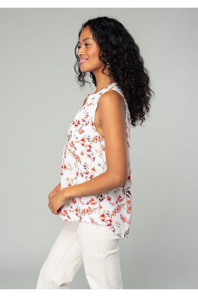 Floral Sleeveless Collared Top