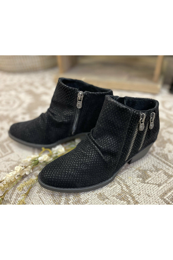 Black Slouchy Front Textured Bootie