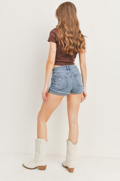Hazel Cuffed Mid Rise Denim Shorts