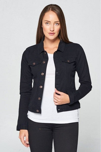Cropped Black Denim Jacket