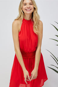 Tomato Red Halter Neck Romper