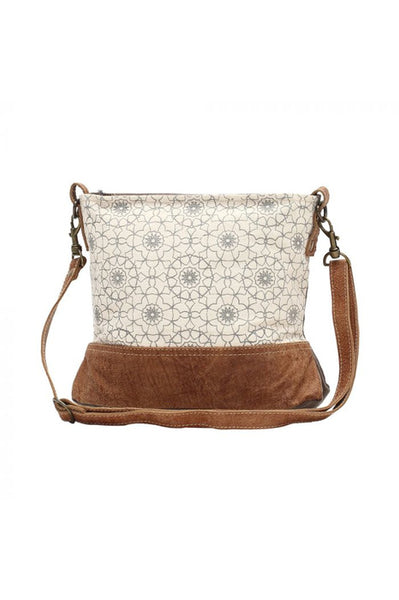 Ferris Wheel Print Canvas & Leather Handbag