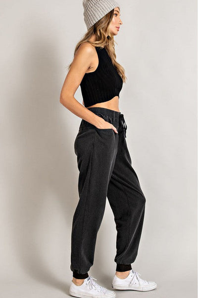 Black Mineral Washed Joggers