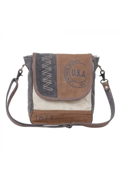 USA Canvas & Leather Crossbody Handbag