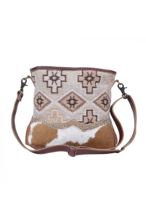 Aztec Print Rug, Canvas & Leather Crossbody Bag
