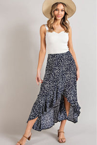 Hannah Navy Blue Print Maxi Skirt