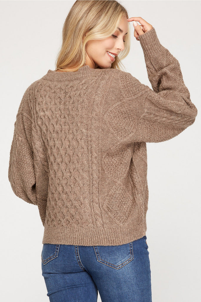 Gia Layered V-Neck Cable Knit Sweater – Classic Trendz Boutique