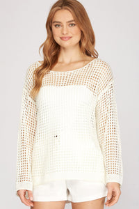 Bella White Long Sleeve Cover Up Top