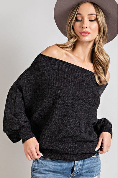 Off The Shoulder Long Sleeve Top 2 Colors