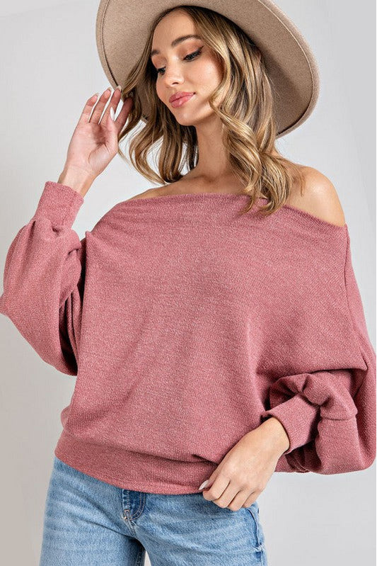 Off The Shoulder Long Sleeve Top 2 Colors
