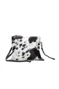 Black & White Cowhide Leather Handbag