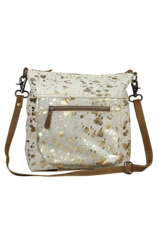 Gold & Cream Cowhide Leather Handbag