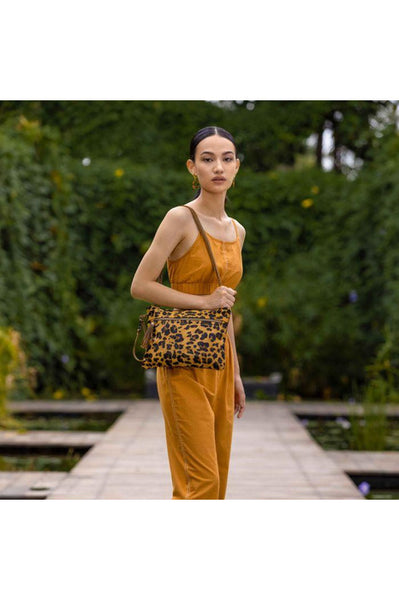 Cowhide Leather Leopard Handbag