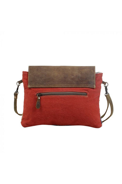 Colorful Aztec Print Rug Canvas & Leather Crossbody Handbag