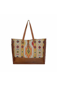 Aztec Print Rug Canvas & Leather Weekender Bag
